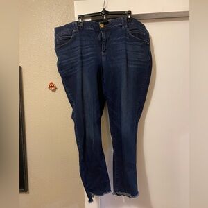Democracy Dark Blue Frayed Hem Jeans